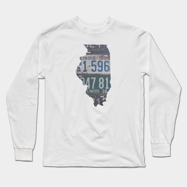 Vintage Illinois License Plates Long Sleeve T-Shirt by juniperandspruce